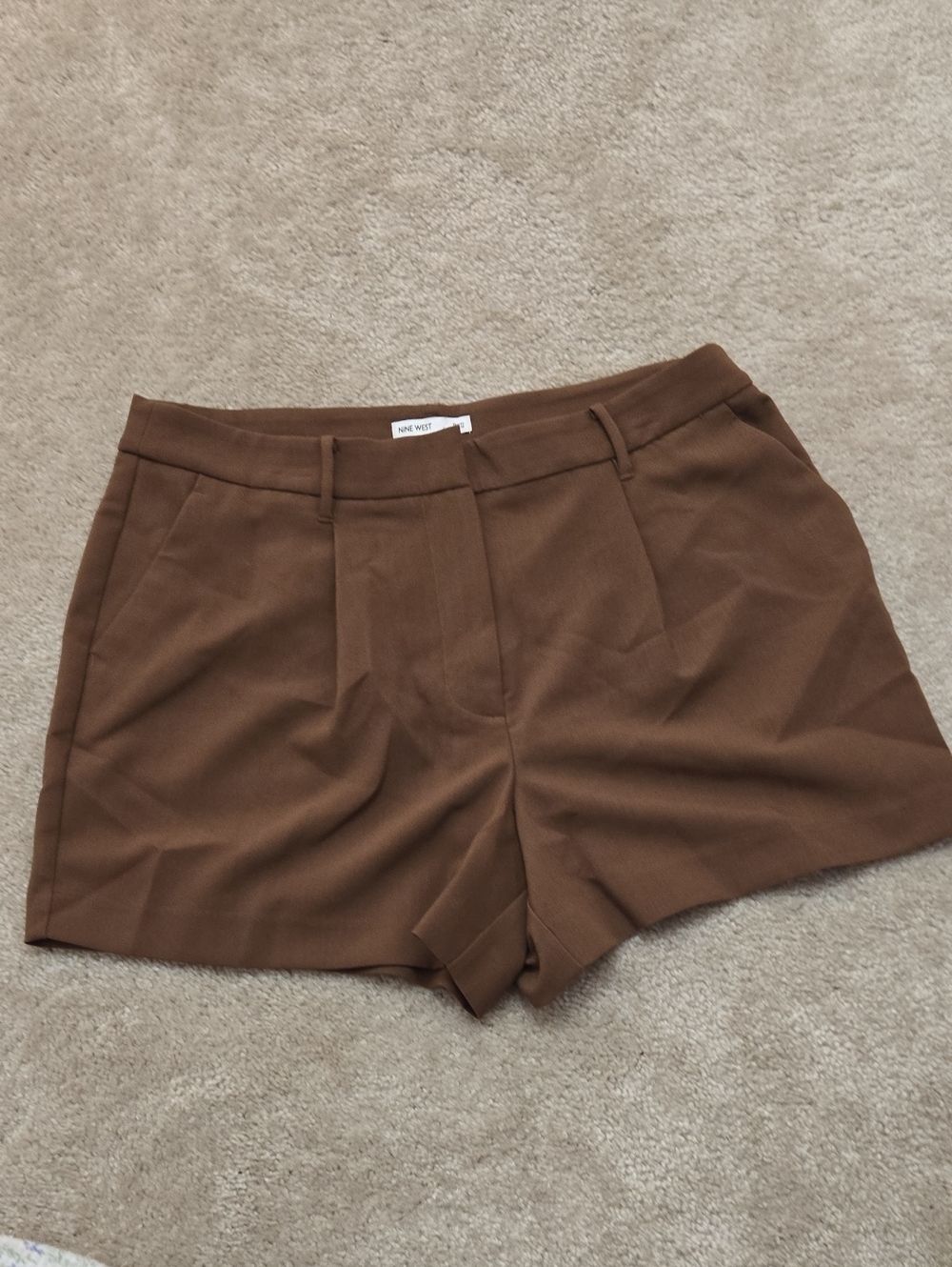 Tailored High-Rise Brown Women's Shorts